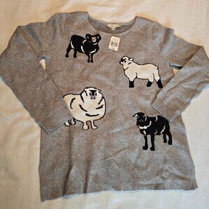 Cracker Barrel Astrologie Small S Sheep Lamb Black White Sweater Crew Sweatshirt